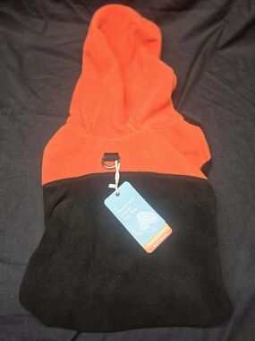 Gooby Fleece Vest Dog Hoodie Two Tone Black Orange XL